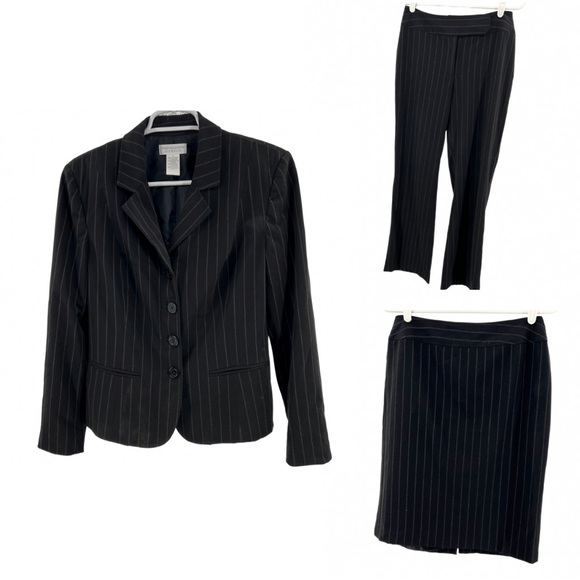 Worhtington stretch 3pc penstripe skirt blazer and trousers 6 office work - Picture 1 of 16